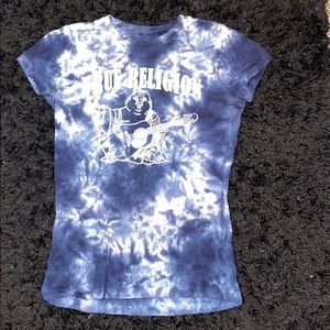 Blue tie dye true religion shirt